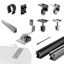 PV-Montagesystem Ziegeldach einstellbar, horizontal für PV-Module, 5 Kollektoren, Mounting Systems