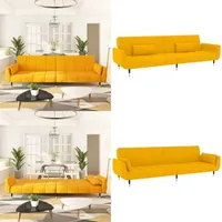 Schlafsofa 2-Sitzer mit 2 Kissen Gelb Samt - Sofa - Schlafsofa - Samtsofa - Wohnlandschaft - Gästebett - Home & Living