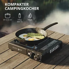 evocamp Gaskocher 1-flammig mit 4 227g Gaskartuschen