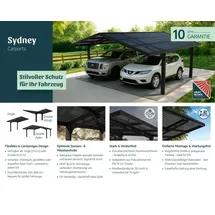 CANOPIA Doppelcarport Sydney Apex 5,72 x 5,86 m schwarz inkl. Regenrinne