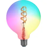 luumr Smart LED, E27, G125, 4W, RGB, Tuya, WLAN, klar, CCT