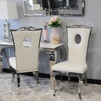 Barock Stuhl Luxury weißer gepolsterter Glamour-Stuhl mit Nähten