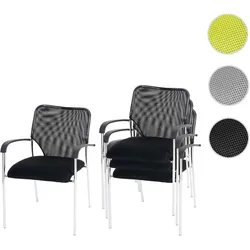 4er-Set Besucherstuhl Tulsa, Konferenzstuhl stapelbar, Stoff/Textil ~ Sitz schwarz, R√ockenfl√§che schwarz