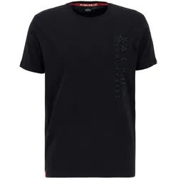 T-Shirt ALPHA INDUSTRIES "Alpha Industries Men - T-Shirts Embroidery T", Herren, Gr. 2XL, schwarz, Obermaterial: 100% Baumwolle, Kurzarm, Shirts