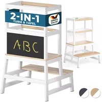 SPIELWERK Lernturm mit Tafel 93 cm Kiefer lackiert weiß