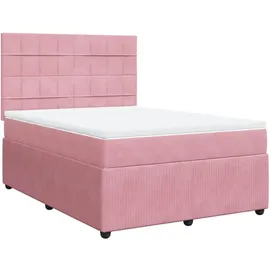 vidaXL Boxspringbett mit Matratze Rosa 140x200 cm Samt