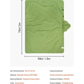 Vevor Campingdecke 2 x 1,5 m Armeegrün