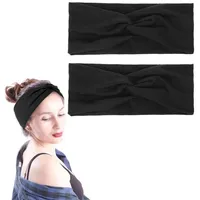 Luxuskollektion 2er Set Schwarze Stirnbänder Damen Haaraccessoires Yoga