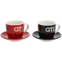 VW Collection - Volkswagen Keramik Espresso-Tassen-Kaffee-Tee-Cappuccino-Set im GTI Design (The Legend/2 Farben/2ER SET/100ml)