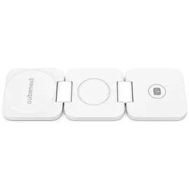 CubeNest 3in1 Faltbares Magnetisches Kabelloses Ladegerät E310, Compatible for MagSafe | Kompatibel Für iPhone 12/13/14/15/16, Apple Watch - Weiß