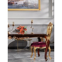Casa Padrino Esszimmerstuhl Luxus Barock Esszimmer Stuhl Set Lila / Gold 59 x 61 x H. 116 cm - Prunkvolles Küchen Stühle 6er Set - Barock Esszimmer Möbel