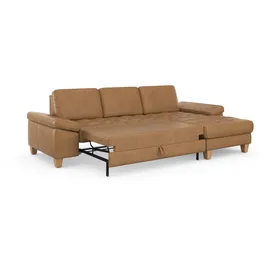 sit&more Ecksofa SIT & MORE "Westham L-Form", braun (cognac), B:275cm H:88cm T:172cm, 100% Polyester, Sofas, Ecksofa, mit Recamiere, mit oder ohne Bettfunktion, Bettkasten, Füße Eiche