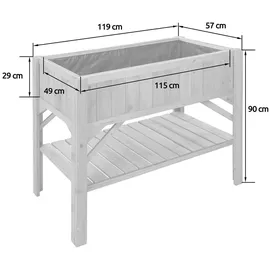 Tectake Hochbeet mit Ablage 119 x 53 x 90 cm braun