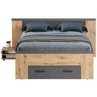 VCM Follow Eiche Melamin,Abs.Fr.+Kopfteil Matera Melamin,Doppelbett inkl.2 Nachttische -