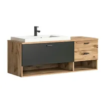xonox.home Waschtisch inkl. Waschbecken 140 cm x 50 cm x 48 cm E001 Eiche