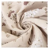 SMTCM 1M Leinenstoff Bedruckt Meterware 150CM Breit Beige Stoff aus Baumwolle und Leinen Mit Blumenmuster zum Nähen Dekostoff Vorhangstoff Leinenoptik Tischtuch Bastelstoffe für Sofa Taschen DIY