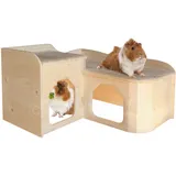 Resch Nr26 Meerschweinchen Landhaus naturbelassenes Massivholz aus Fichte / im abgerundeten Softline-Design, mit zwei großen Ein-/ Ausgängen