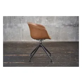 KAWOLA 4x KAWOLA Stuhl DANI Esszimmerstuhl mit Drehfunktion Kunstleder cognac