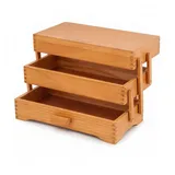 MILWARD Nähkorb - Näh/Bastelkasten Holz aufklappbar braun