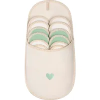 ONVAYA® ABS Gästepantoffel | kleines grünes Herz | 6er Set | Antirutsch Sohle | Hausschuhe | Filzpantoffel | Gr. 36-45 Gästehausschuhe