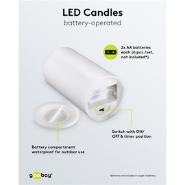 goobay 3er-Set LED-Kerzen "Outdoor"