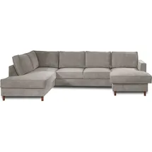 best mobilier Lisa Design Jake - Wohnlandschaft - mit Schlaffunktion und Bettkasten - 7-Sitzer - aus Cord - links Hellgrau