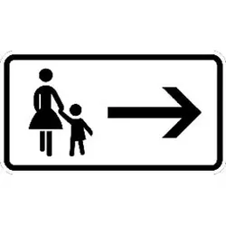 Zusatzschild 1000-22, 330x600mm Fußgänger rechts halten RAL-Gütezeichen Folie RA1