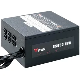 iTek PC-Netzteil BS650 EVO 650W mit 80Plus-Bronze-Zertifizierung – Aktives PFC – 12-cm-HDB-Lüfter – Teilmodular