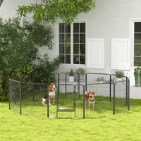 PawHut Welpenlaufstall 12-teilig 80 cm Hoch Grau 80 x 80 cm