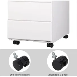 Woltu SK024 Rollcontainer 39 cm x 54 cm x 52 cm weiß