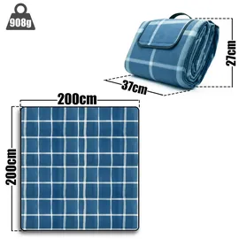 BigDean Picknickdecke Karo Design Hell 200 x 200 cm blau