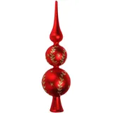 COM-FOUR com-four® Christbaumspitze in rot, goldfarben, matt, Weihnachtsbaumspitze aus echtem Glas für Weihnachten, Tannenbaumspitze für den Christbaum, 30 cm