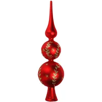 COM-FOUR com-four® Christbaumspitze in rot, goldfarben, matt, Weihnachtsbaumspitze aus echtem Glas für Weihnachten, Tannenbaumspitze für den Christbaum, 30 cm