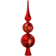 COM-FOUR com-four® Christbaumspitze in rot, goldfarben, matt, Weihnachtsbaumspitze aus echtem Glas für Weihnachten, Tannenbaumspitze für den Christbaum, 30 cm
