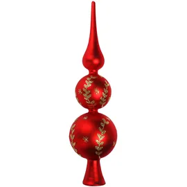 COM-FOUR com-four® Christbaumspitze in rot, goldfarben, matt, Weihnachtsbaumspitze aus echtem Glas für Weihnachten, Tannenbaumspitze für den Christbaum, 30 cm