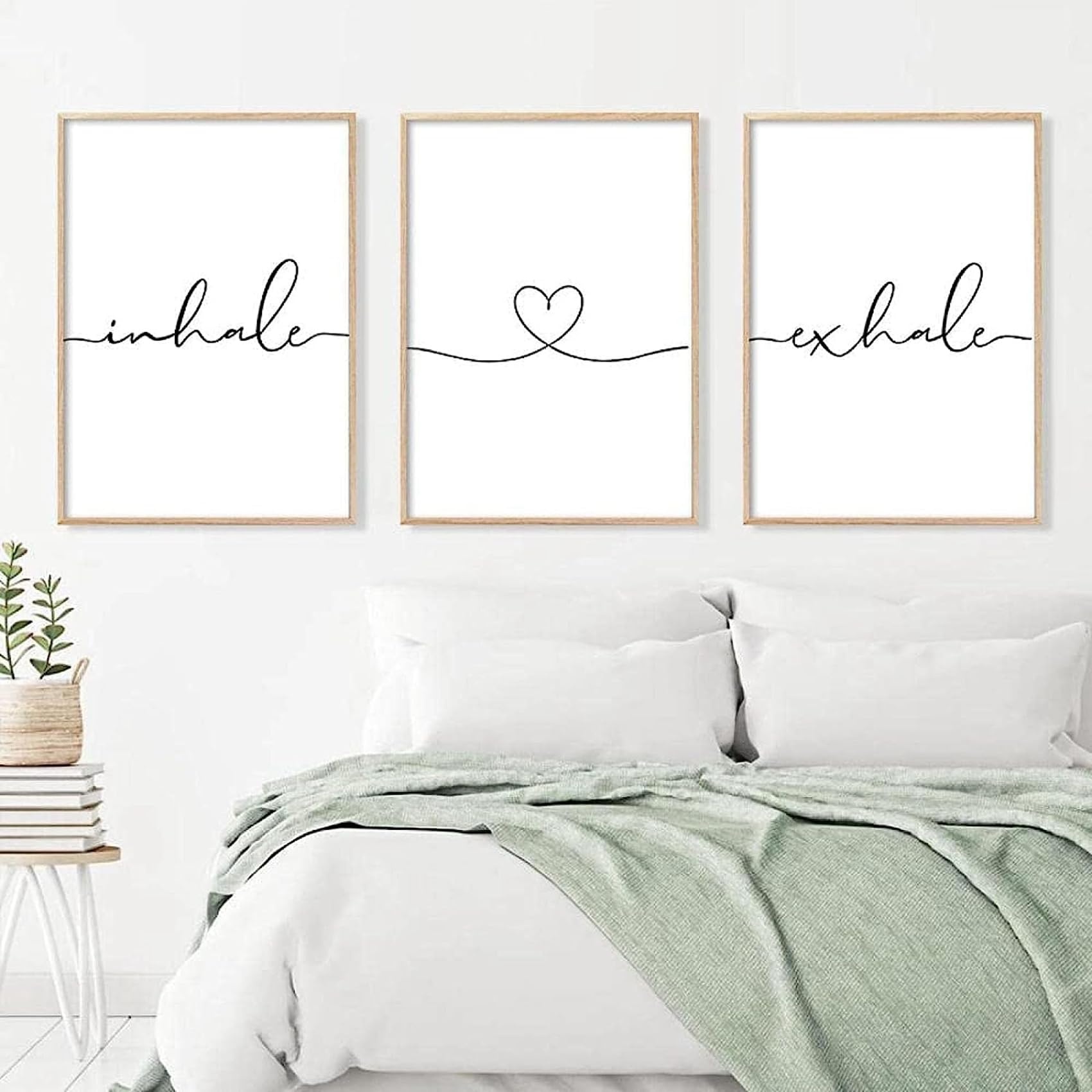 MHLCMG Leinwand Malerei Schwarz Weiß Minimalsit Inhale Love Exhale Bilder Wandkunst Moderne Poster Kunstdruck Bild Wand Wohnzimmer Schlafzimmer Dekor Kein Rahmen (3X30X40CM)