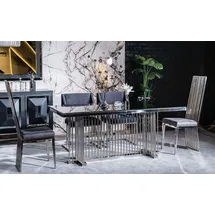 xl moebel gmbh Xlmoebel Esszimmer-Set Luxuriöser Esstisch aus Metall im modernen Design, (Tisch), Hergestellt in Europa grau