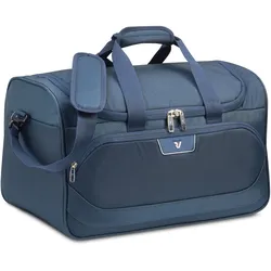 Reisetasche RONCATO "Joy, 50 cm" Gr. B/H/T: 50 cm x 28 cm x 30 cm, blau (blau, ecru) Taschen Handgepäck Handgepäcktasche Reisegepäck mit Trolley-Aufsteck-System