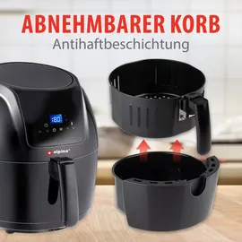 Alpina Heißluftfritteuse - 5 Liter - 230V - Airfryer - Digitaler Touchscreen - Huhn, Gemüse, Brot, Muffin - 7-8 Personen