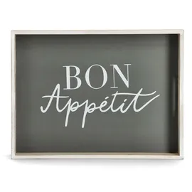 Zeller Tablett Bon Appetit 40 x 30 cm Holz Grau Anthrazit