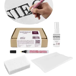 LEVIATAN Set zur Restaurierung von Inschriften auf Grabsteinen, Grabstein-Restaurierungsset, Inschriften-Restaurierung, Grabstein-Instandsetzung, G... - Schwarz