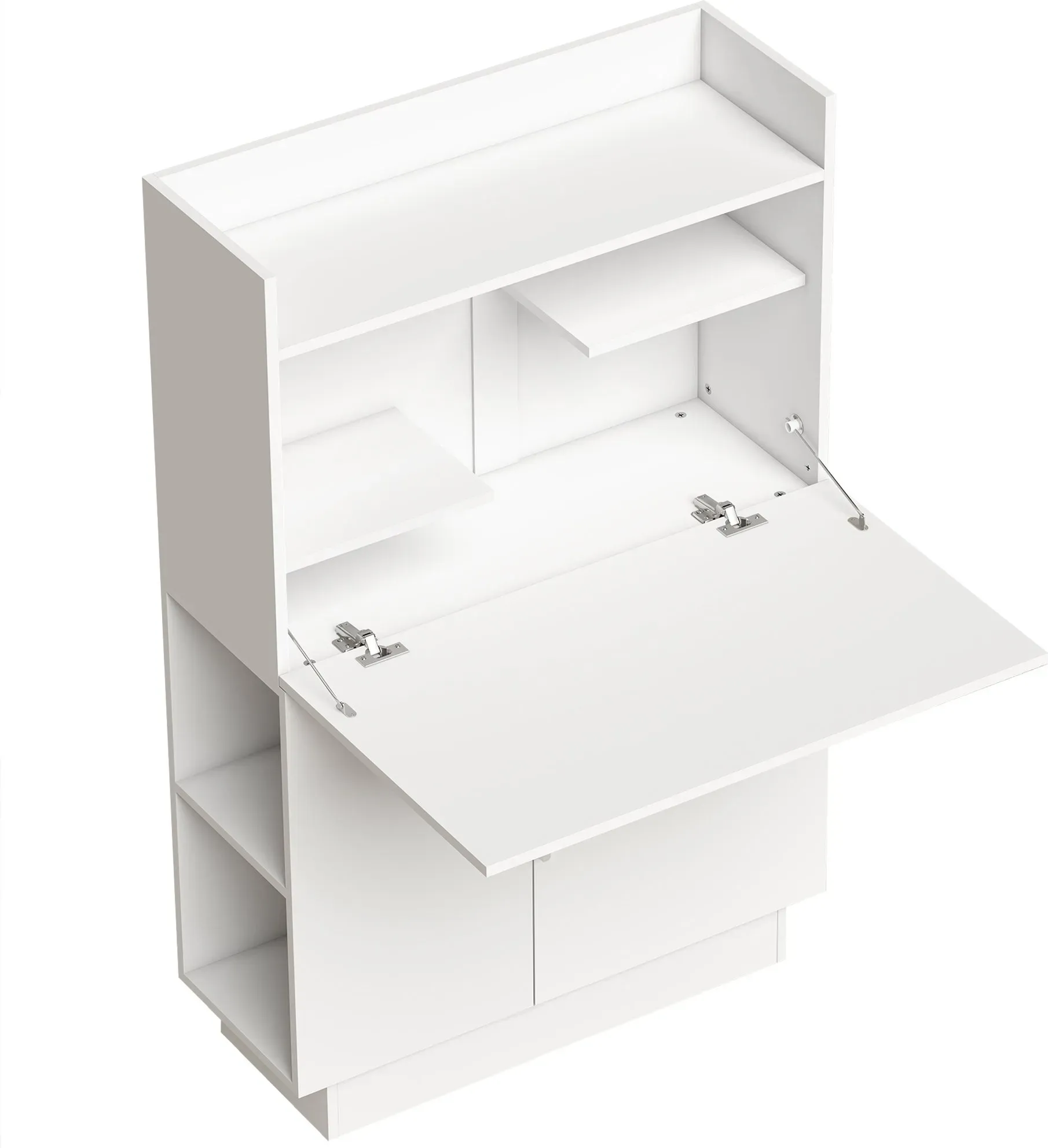 HOMCOM Schreibtisch mit klappbarer Tischplatte, Computertisch mit Regalen und Schrank 80 x 30 x 128 cm Moderner Arbeitstisch Bürotisch für Büro, Wohnzimmer, weiß   Aosom