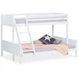 Homestyle4u Etagenbett 90x200 und 140x200 in Weiß mit Lattenrost 1898