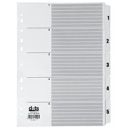 dots Ordnerregister Mylar Vollformat 1-5 weiß 5-teilig, 1 Satz