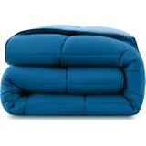 Wometo Steppbett Bettdecke Wende-Design ca. 135x200 cm – dunkelblau & blau – buntes Ganzjahres Steppbett (Sommer und Winter) I farbig und ohne extra Bezug