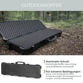 HMF Outdoor Transportkoffer ODK200, Wasserdichter IP67 Hartschalenkoffer mit Rasterschaumstoff, 135 x 41 x 15,5 cm, Schwarz