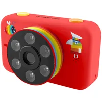 GOGEN DECKO Kinderkamera I Digitalkamera für Kinder I Selfie-Kamera I HD Foto und Video I Fotografische Effekte I Micro-SD-Karte 32GB I LED I Lion-Akku I ab 3 Jahren geeignet I Rot I Kamera