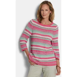 GOLDNER Rundhalspullover mit Ringel-Muster Pink 50