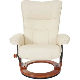 Robas Lund MCA Relaxsessel Montreal, Fernsehsessel Hocker, Echtleder 130kg belastbar ~ creme, honigfarben