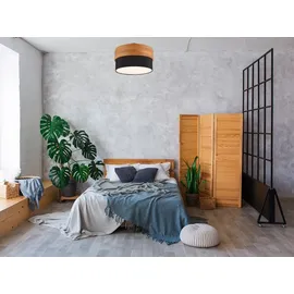 meine wunschleuchte LED Deckenleuchte Holzlampe mit Stoffschirm Schwarz Ø 30cm Eingangsbereich, Flur